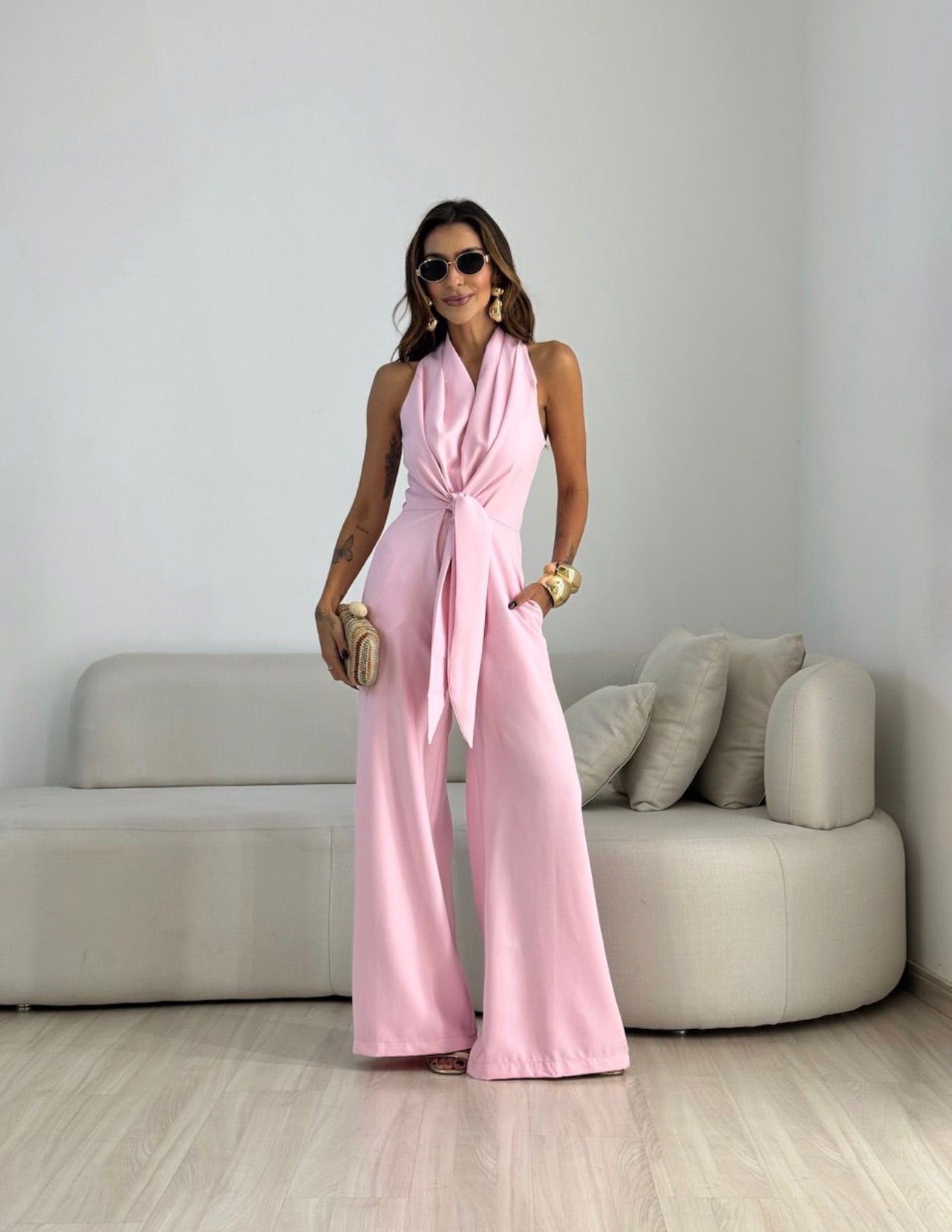 Soraya™ | Elegant Draped Wide-Leg Jumpsuit