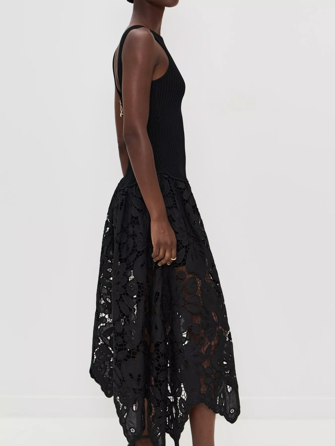 Bianca | Ribbed Crochet Midi Dress