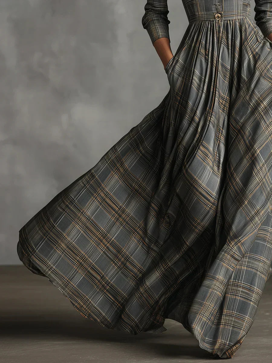 Evy | Plaid Button-Front Maxi Dress
