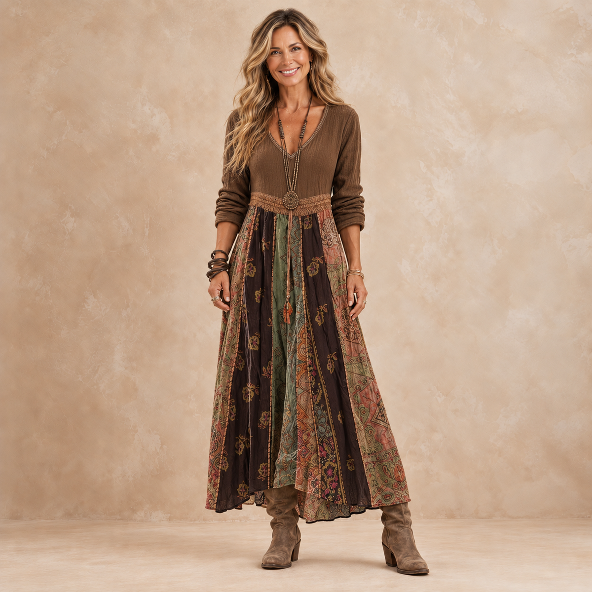 Lorelei | Bohemian Patchwork Maxi Dress