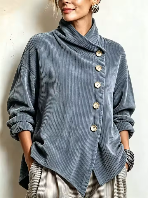 Sandra | Chaqueta oversize con cuello alto asimétrico