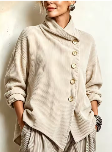 Sandra | Chaqueta oversize con cuello alto asimétrico