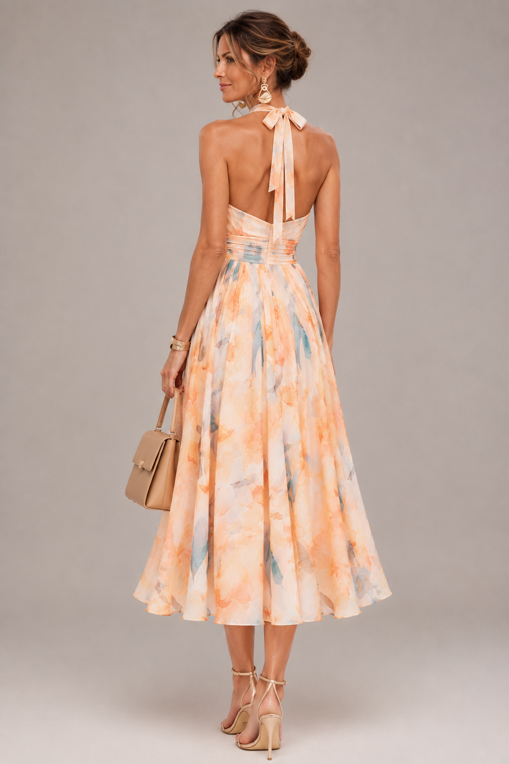 Aurora™ | Watercolour Halter Maxi Dress