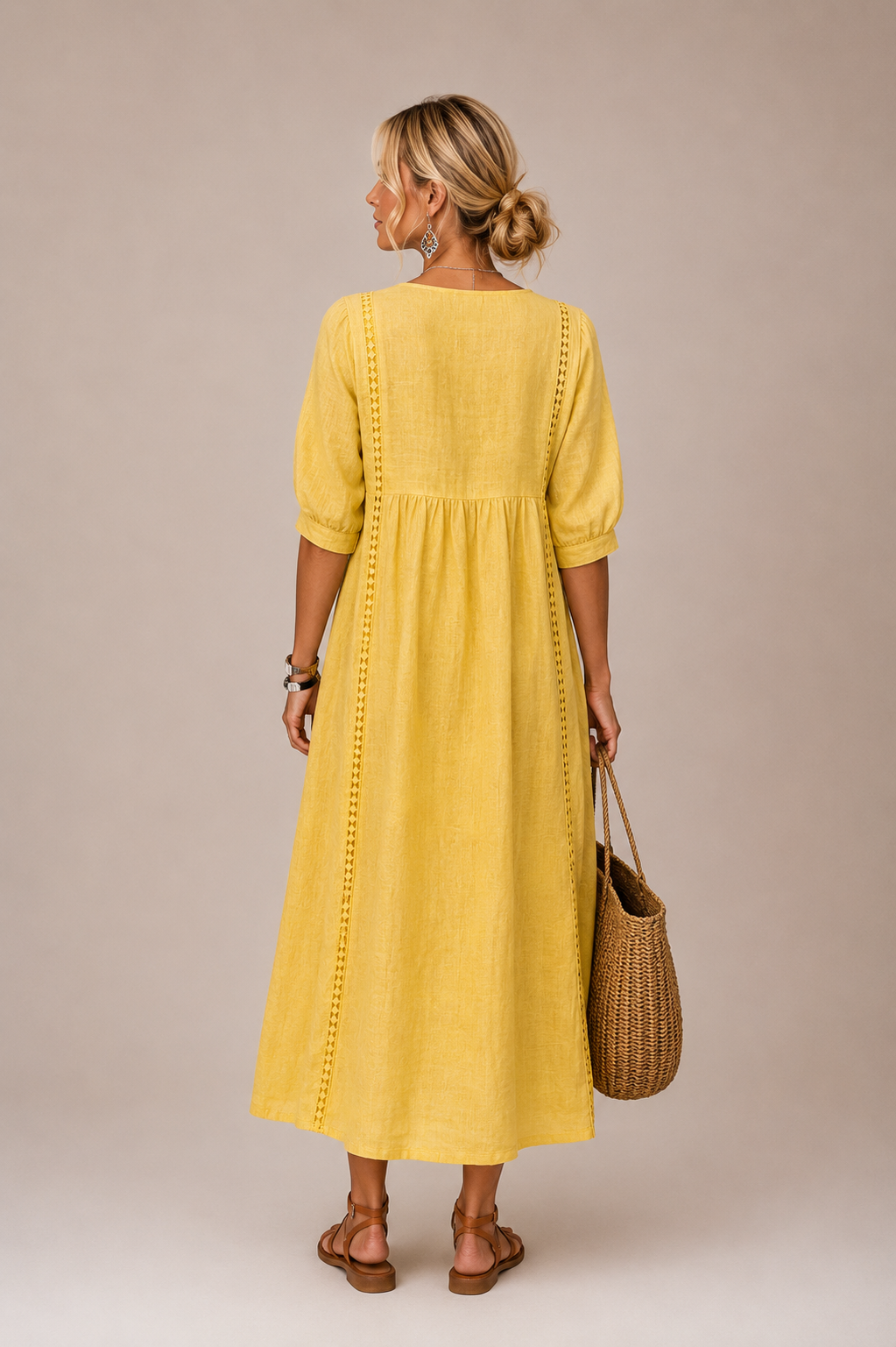 Sefi™ | Premium Linen Blend Midi Dress