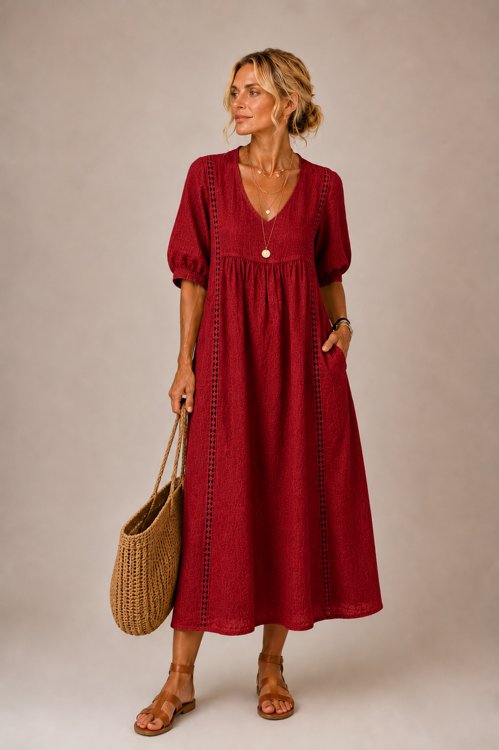 Sefi™ | Premium Linen Blend Midi Dress
