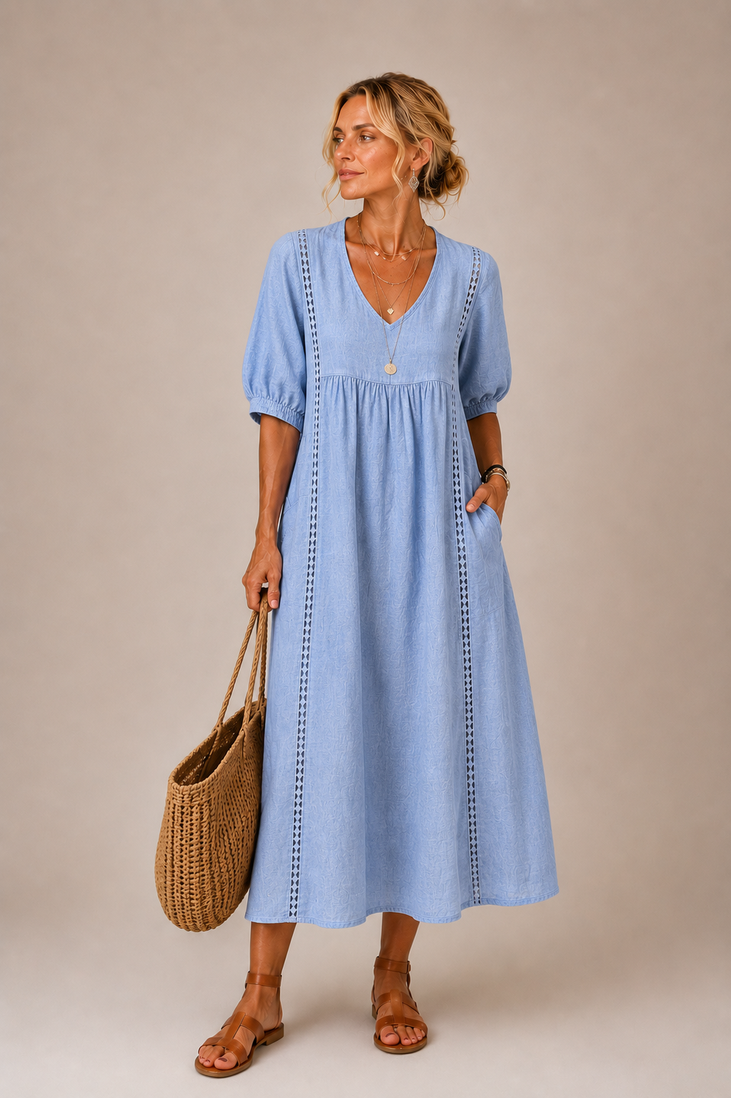 Sefi™ | Premium Linen Blend Midi Dress