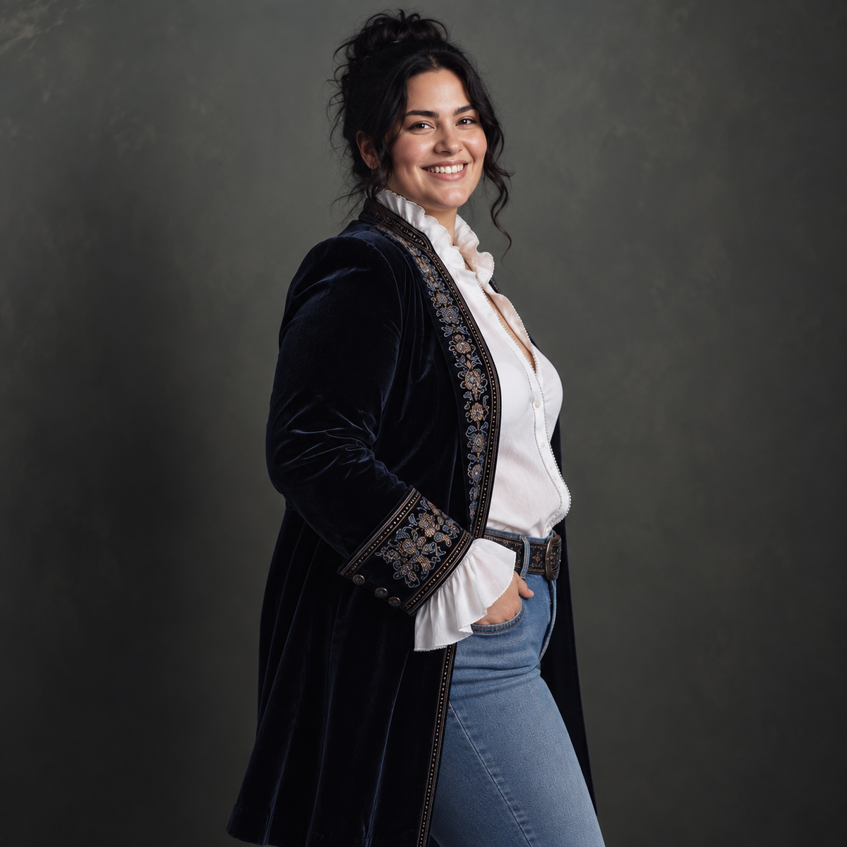 Octavia | Embroidered Longline Jacket