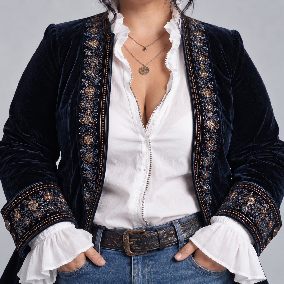 Octavia | Embroidered Longline Jacket