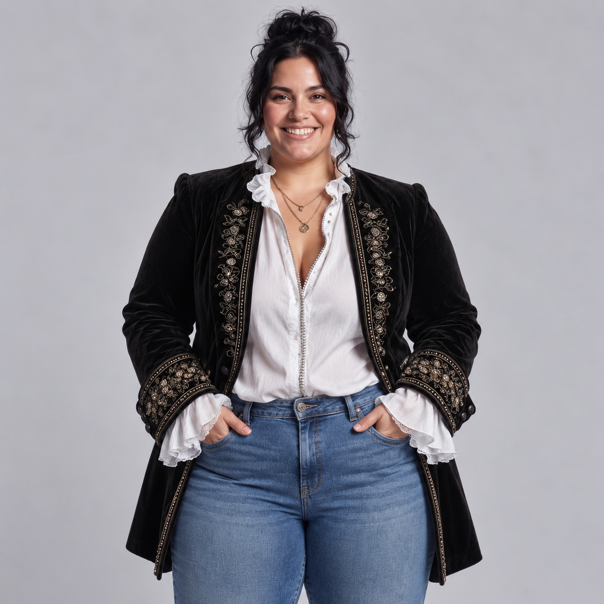 Octavia | Embroidered Longline Jacket