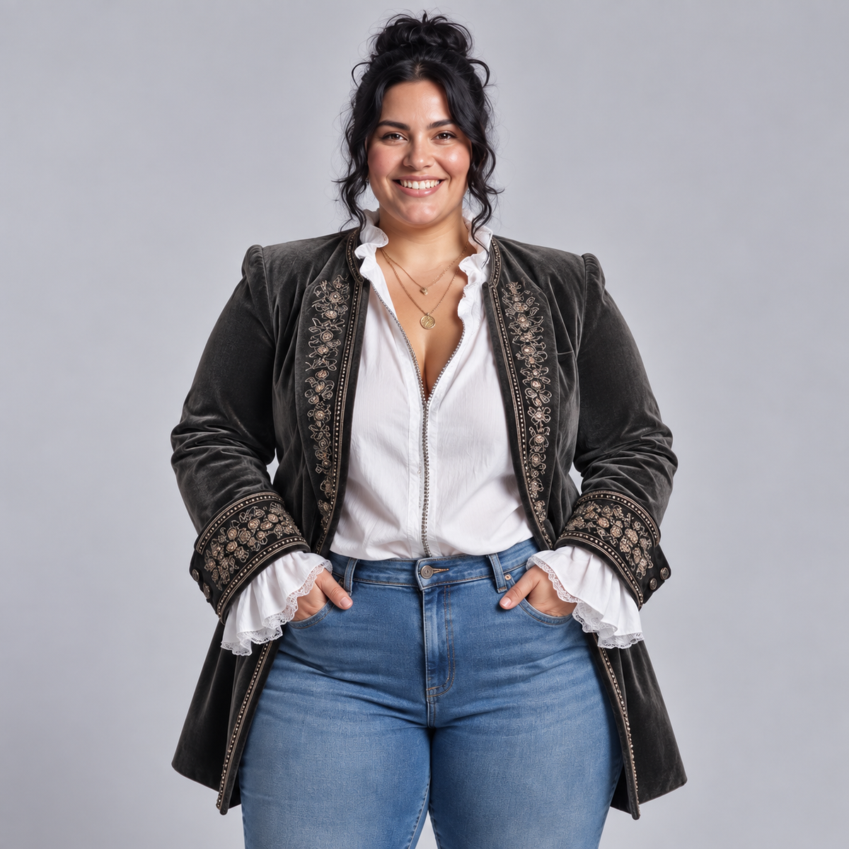 Octavia | Embroidered Longline Jacket
