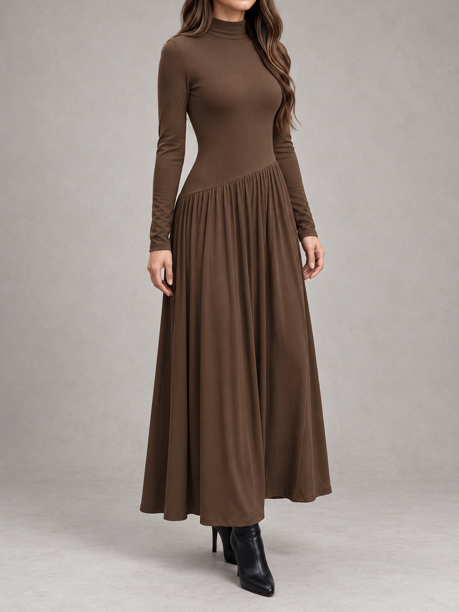 Cordelia | Ruched Mock Neck Midi Dress