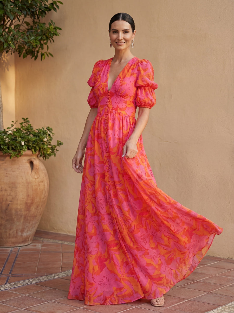 Olvera™ | Vibrant Floral Maxi Dress