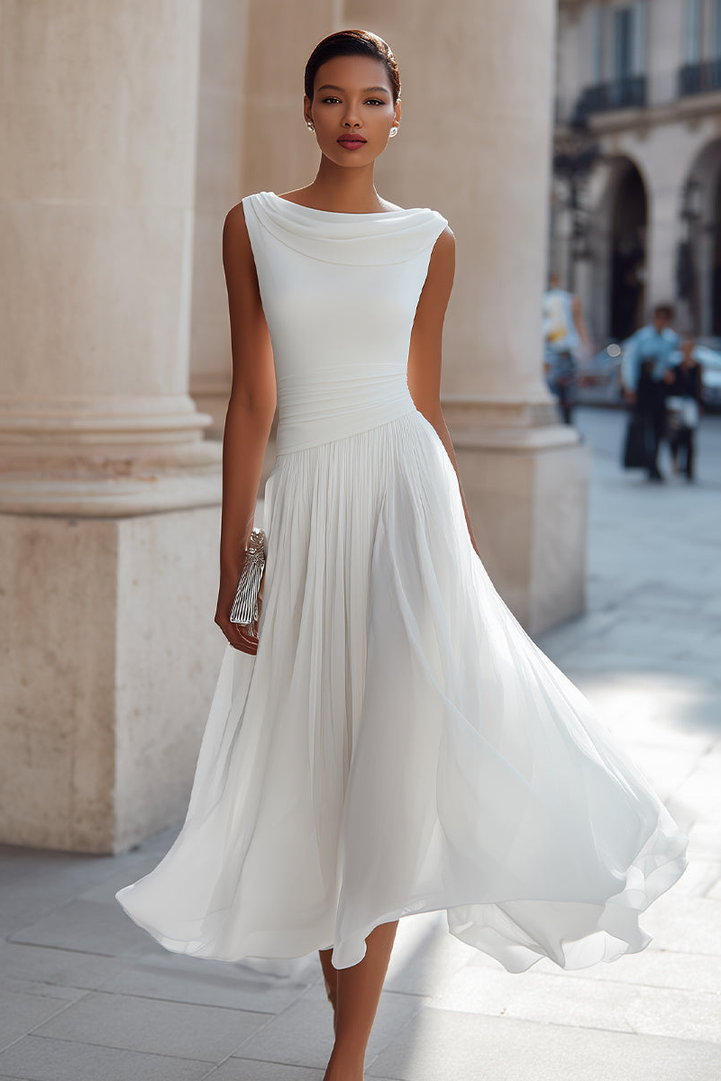 Victoire | Elegant Draped Midi Dress