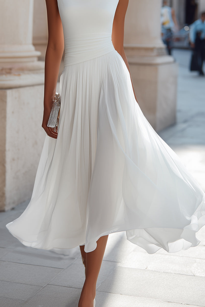 Victoire | Elegant Draped Midi Dress