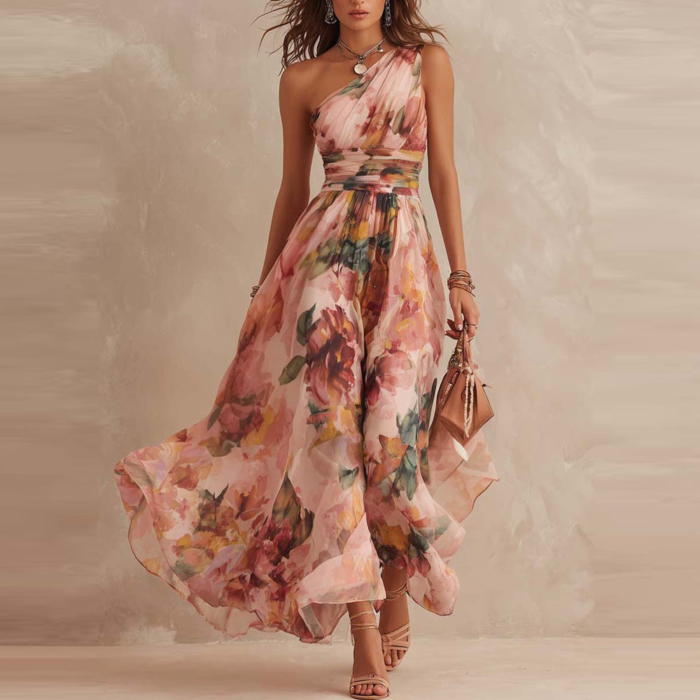 Elwira | One-Shoulder Floral Dress