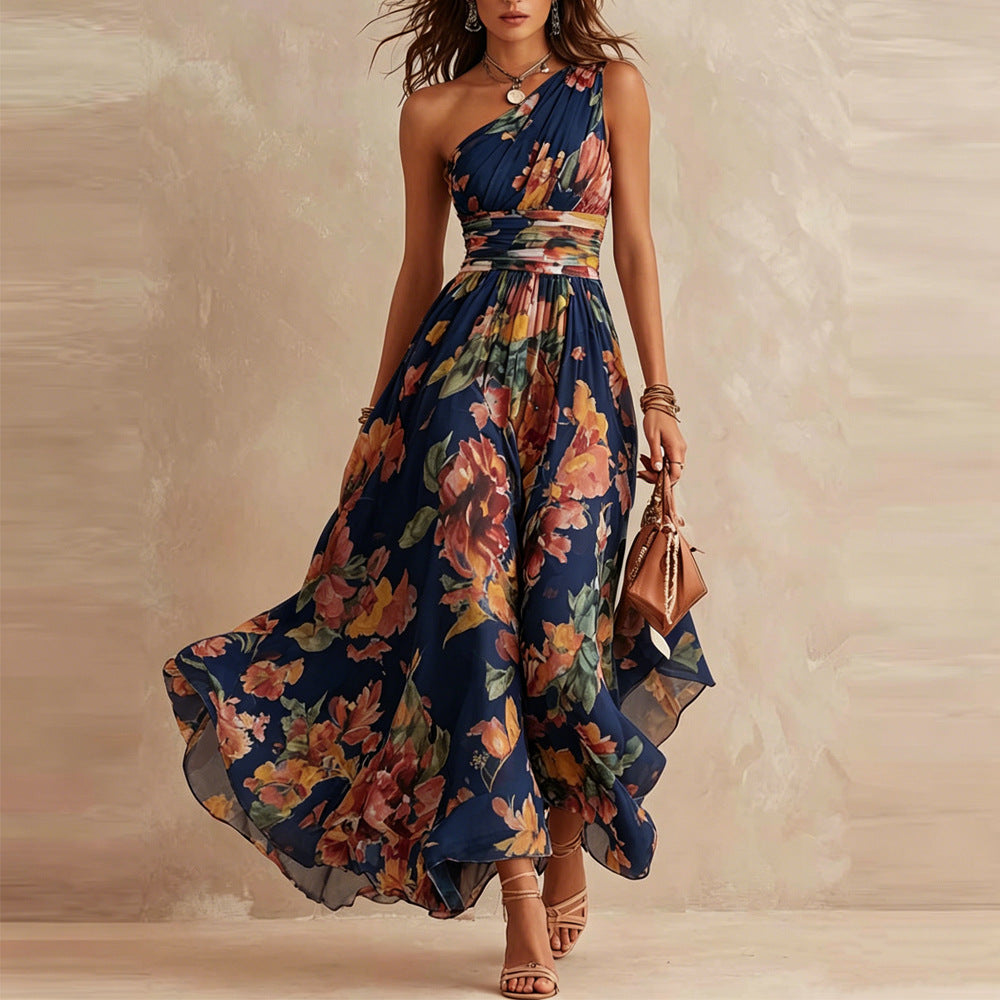 Elwira | One-Shoulder Floral Dress