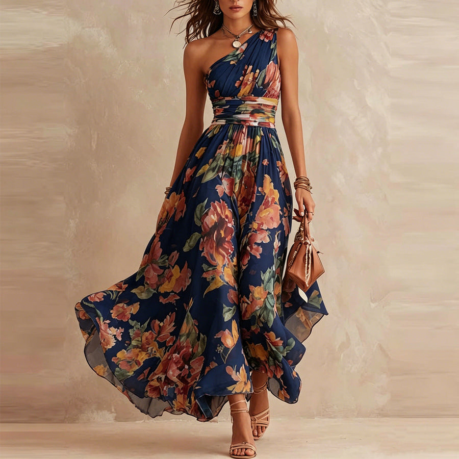Elwira | One-Shoulder Floral Dress