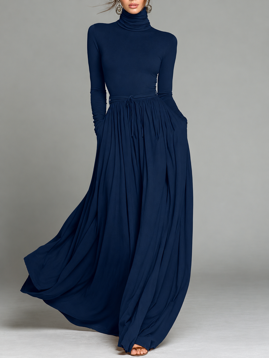 Liliane | Turtleneck Top & Flowing Maxi Skirt Set