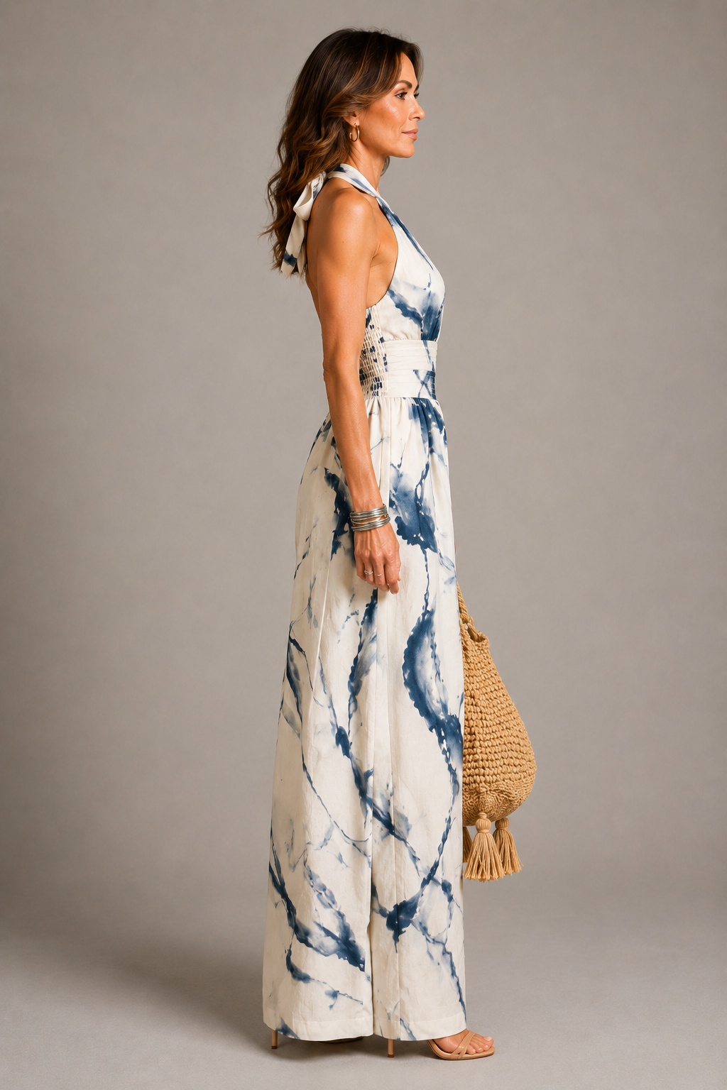 Bianca | Artistic Print Halter Jumpsuit