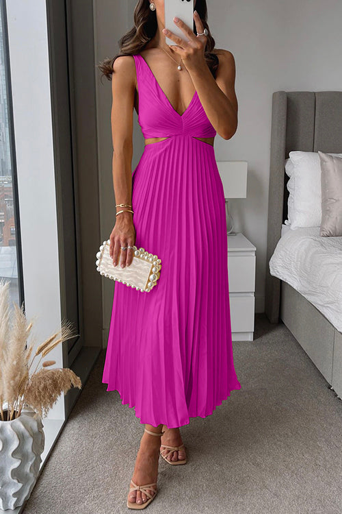 Liora™ | Pleated Cut-Out Midi Dress