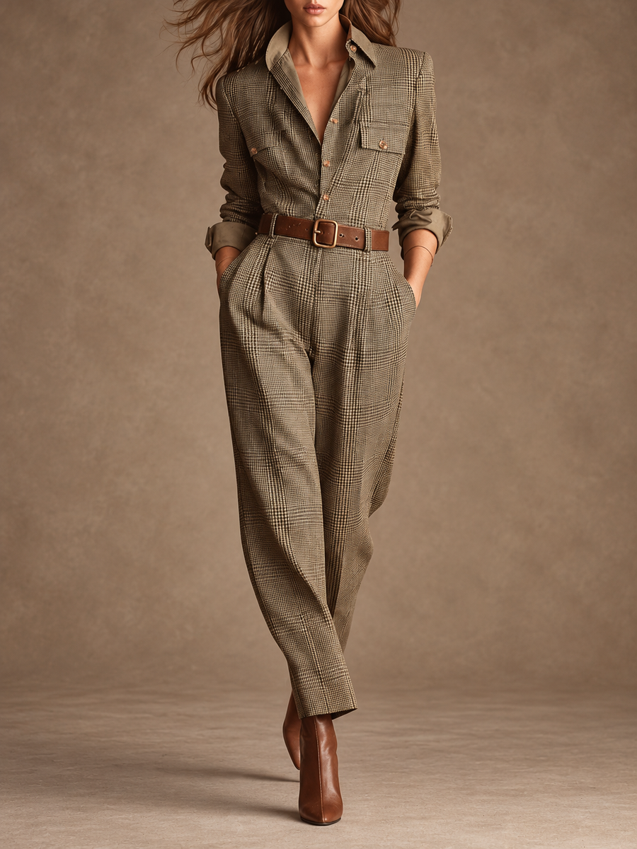 Celia | Plaid Wide-Leg Jumpsuit
