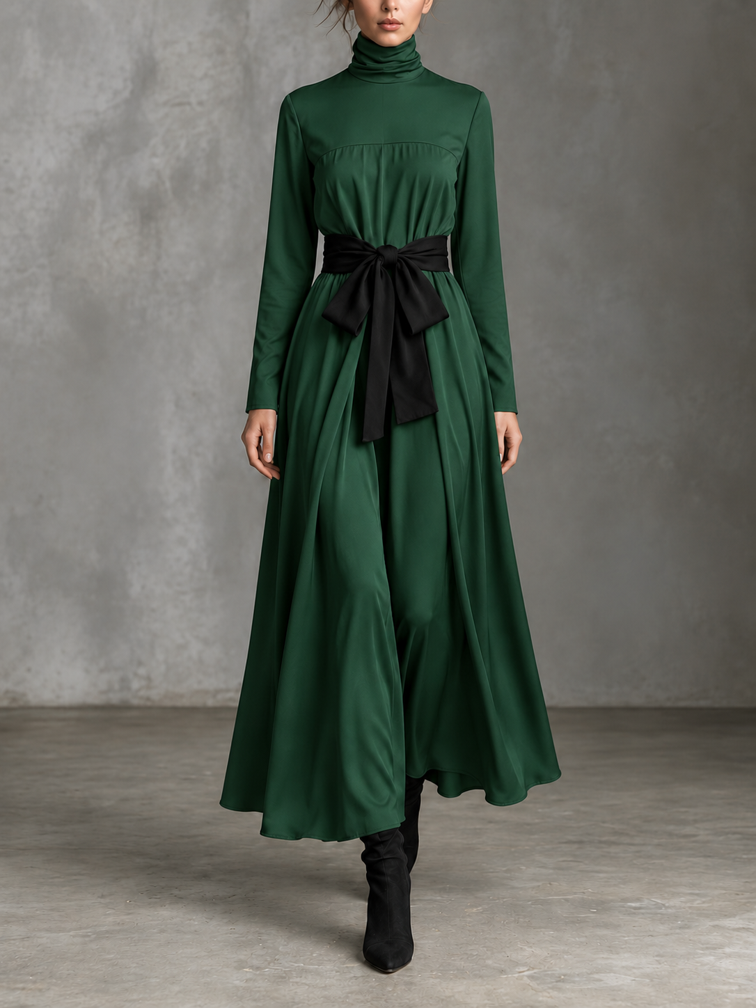 Gabriella | Turtleneck Long Sleeve Midi Dress