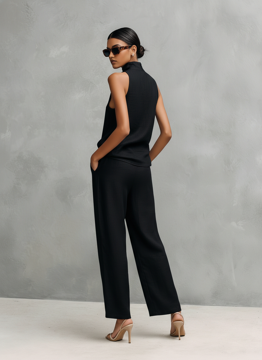 Alessia | Cotton-Linen Round Neck Set