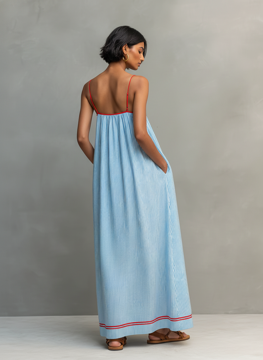 Aveline™ | Mediterranean Stripe Maxi Dress