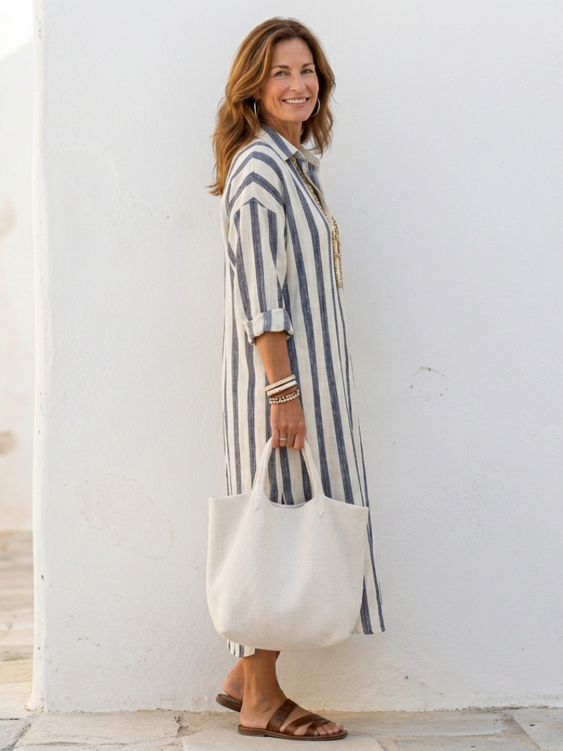 Naomi™ | Effortless Striped Midi Dress