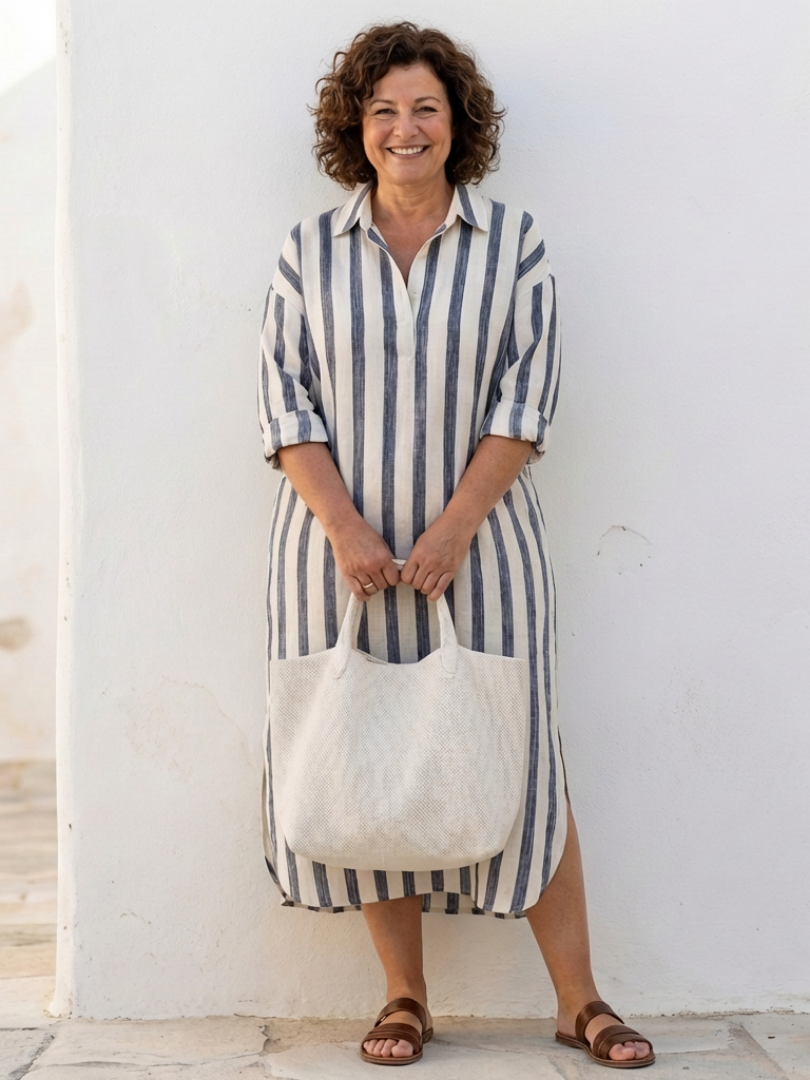 Naomi™ | Effortless Striped Midi Dress