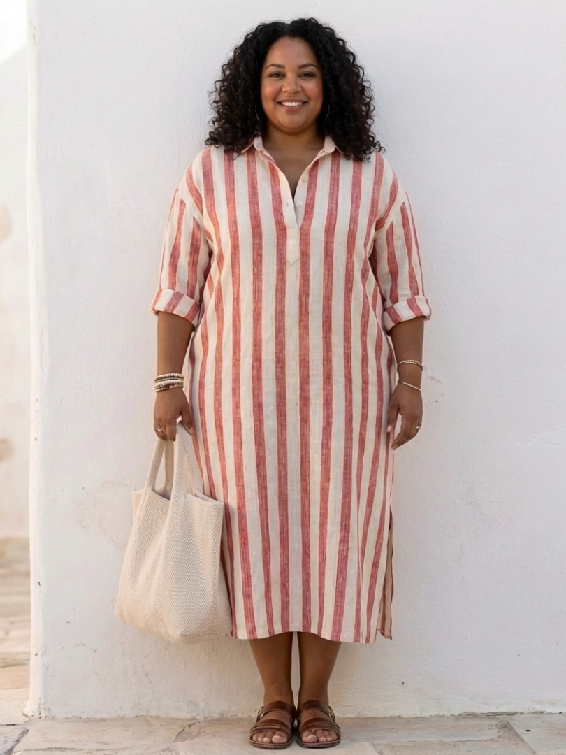 Naomi™ | Effortless Striped Midi Dress