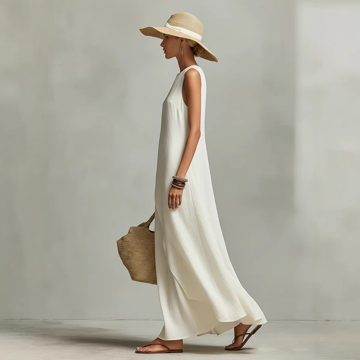 Nadia | Ivory Draped Asymmetric Maxi Dress
