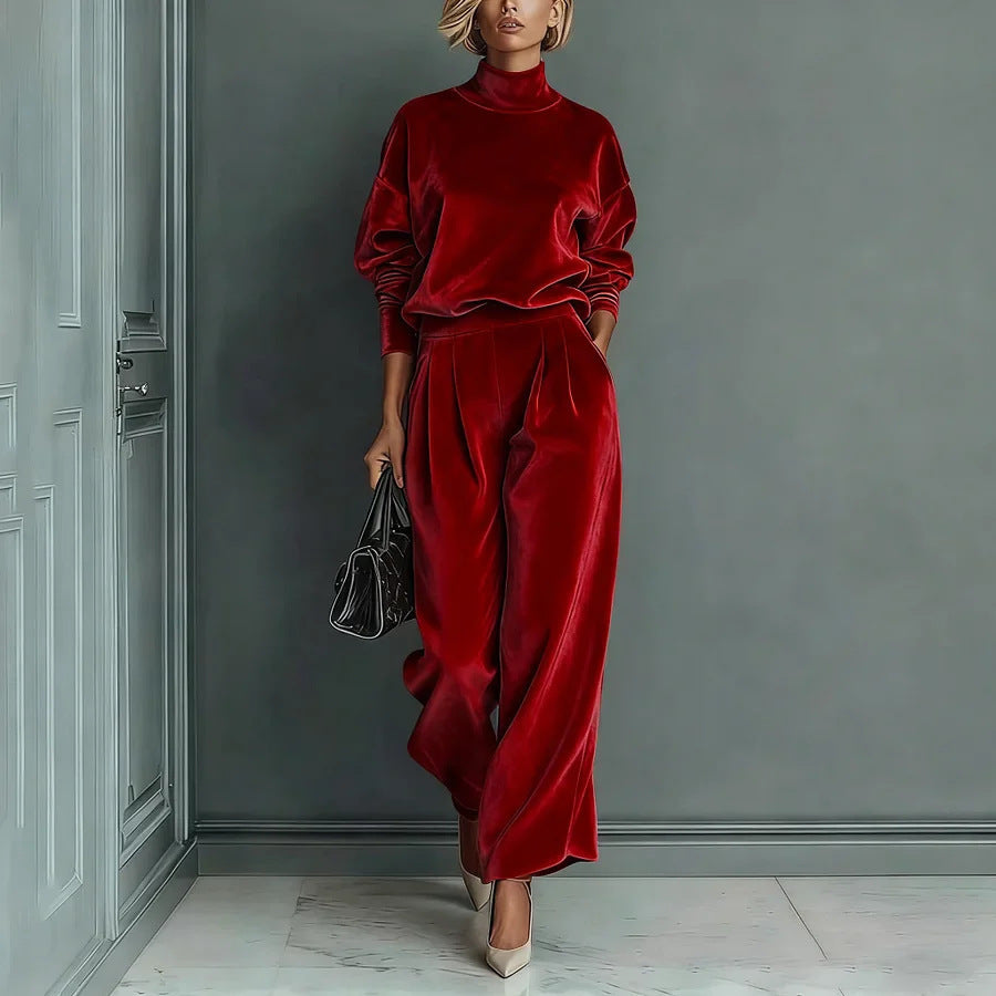 Théa | Velvet High-Collar Set