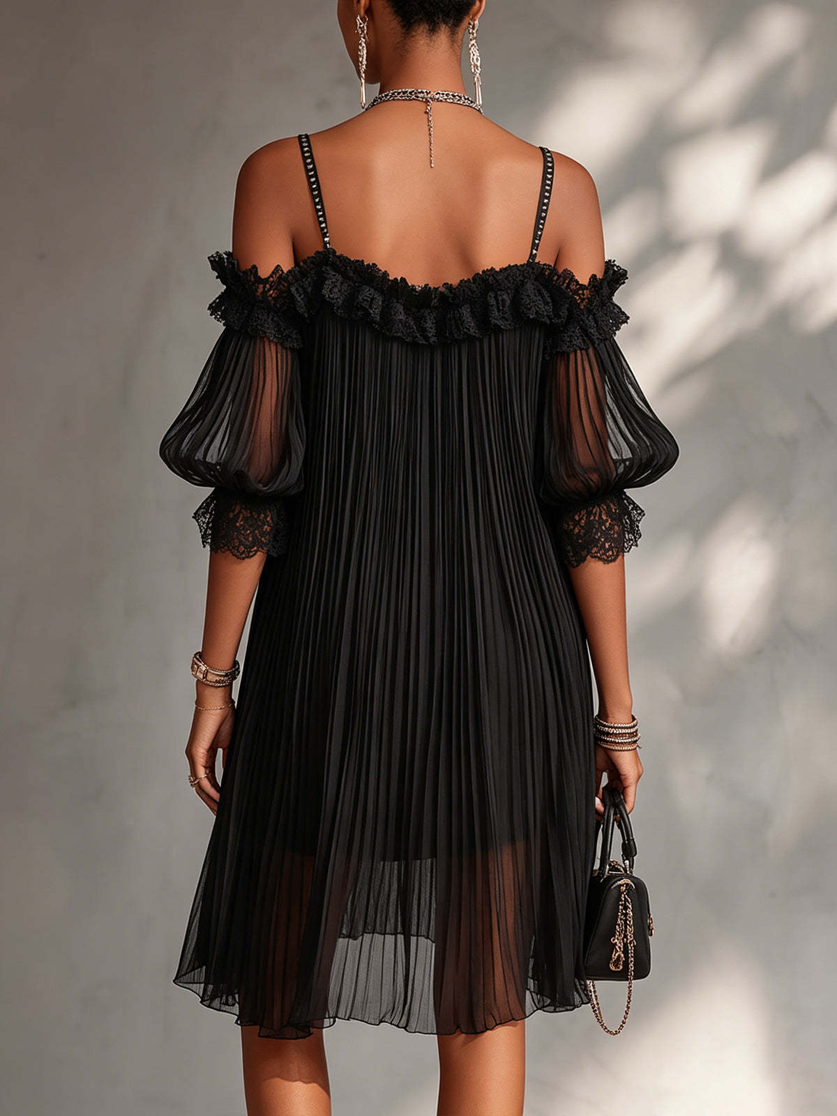 Elowen™ | Elegant Pleated Lace Dress