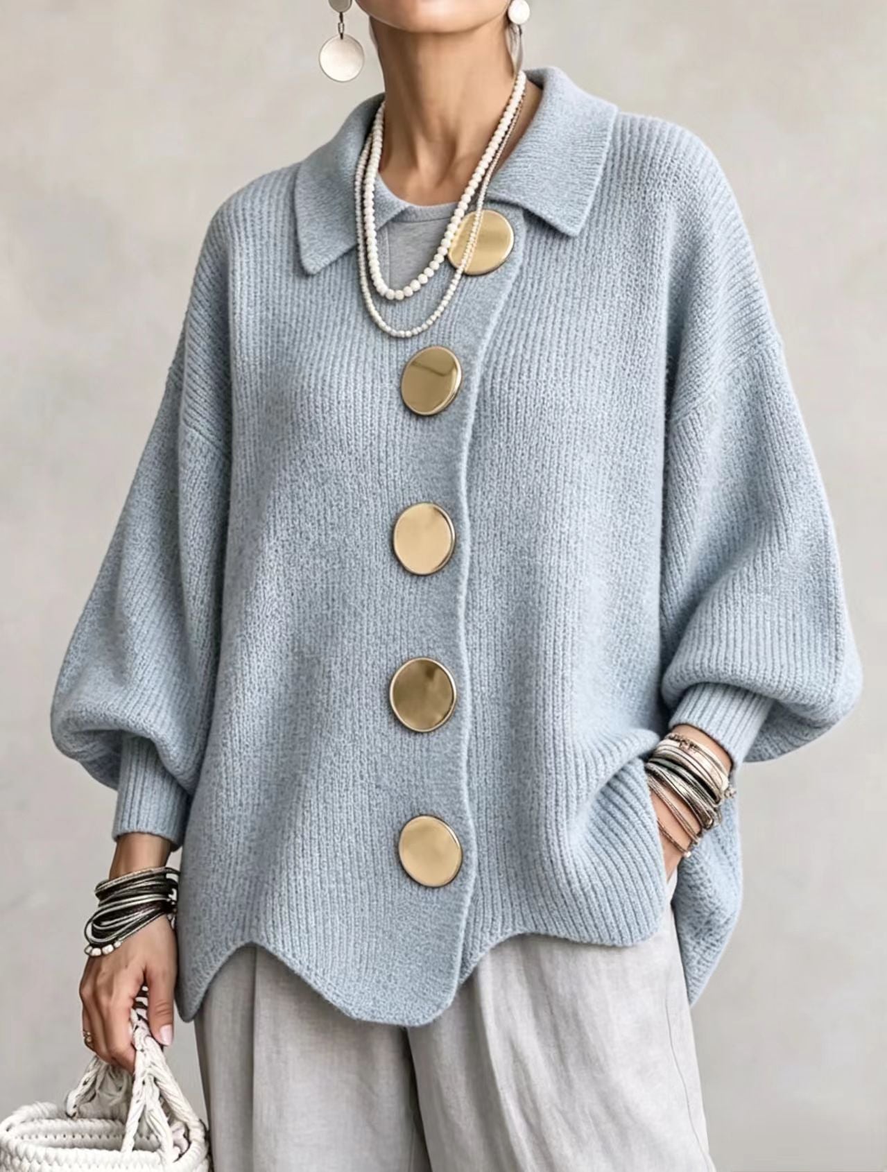 Ombéline | Oversized Cardigan with Statement Buttons