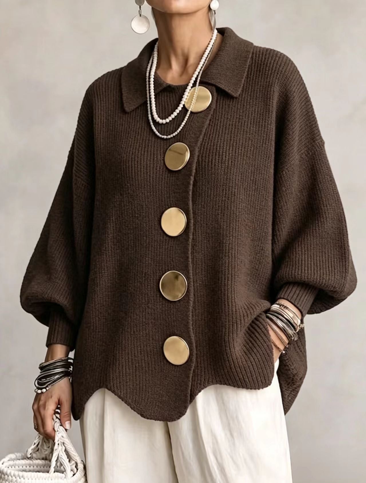 Ombéline | Oversized Cardigan with Statement Buttons