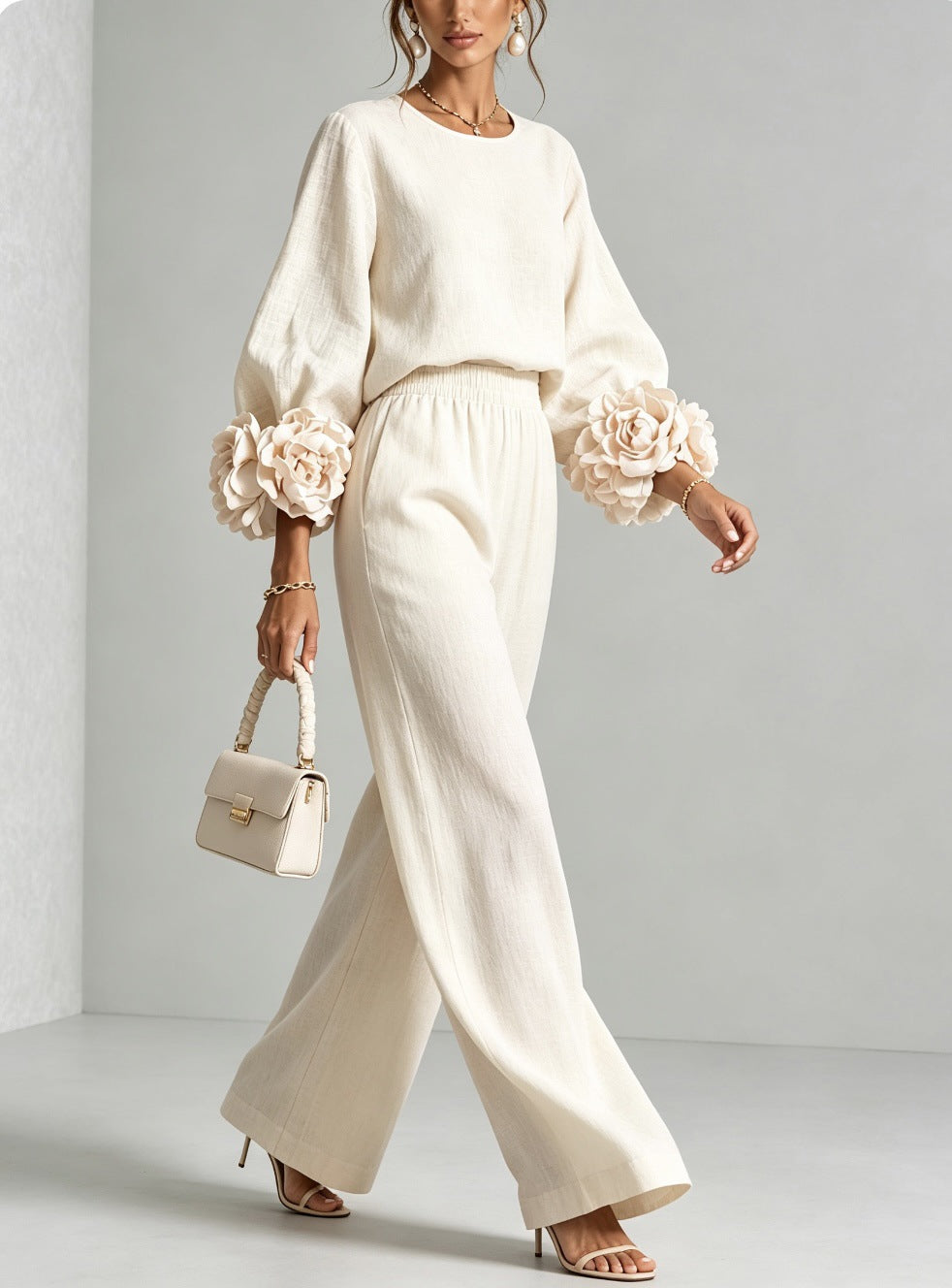 Adalyn | Two-Piece Set with Floral Cuffs