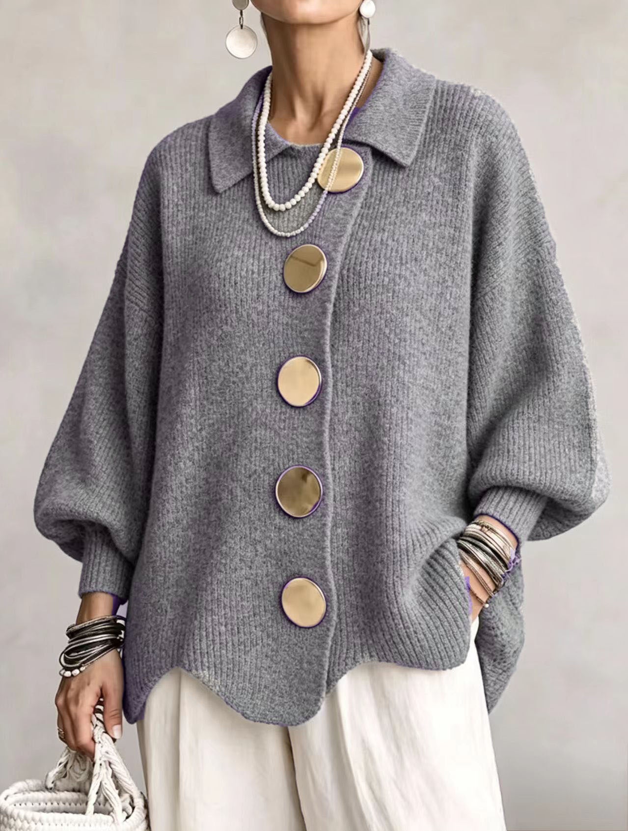 Ombéline | Oversized Cardigan with Statement Buttons