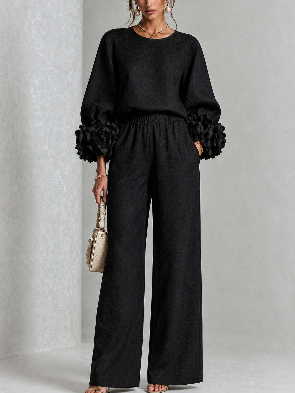 Adalyn | Two-Piece Set with Floral Cuffs