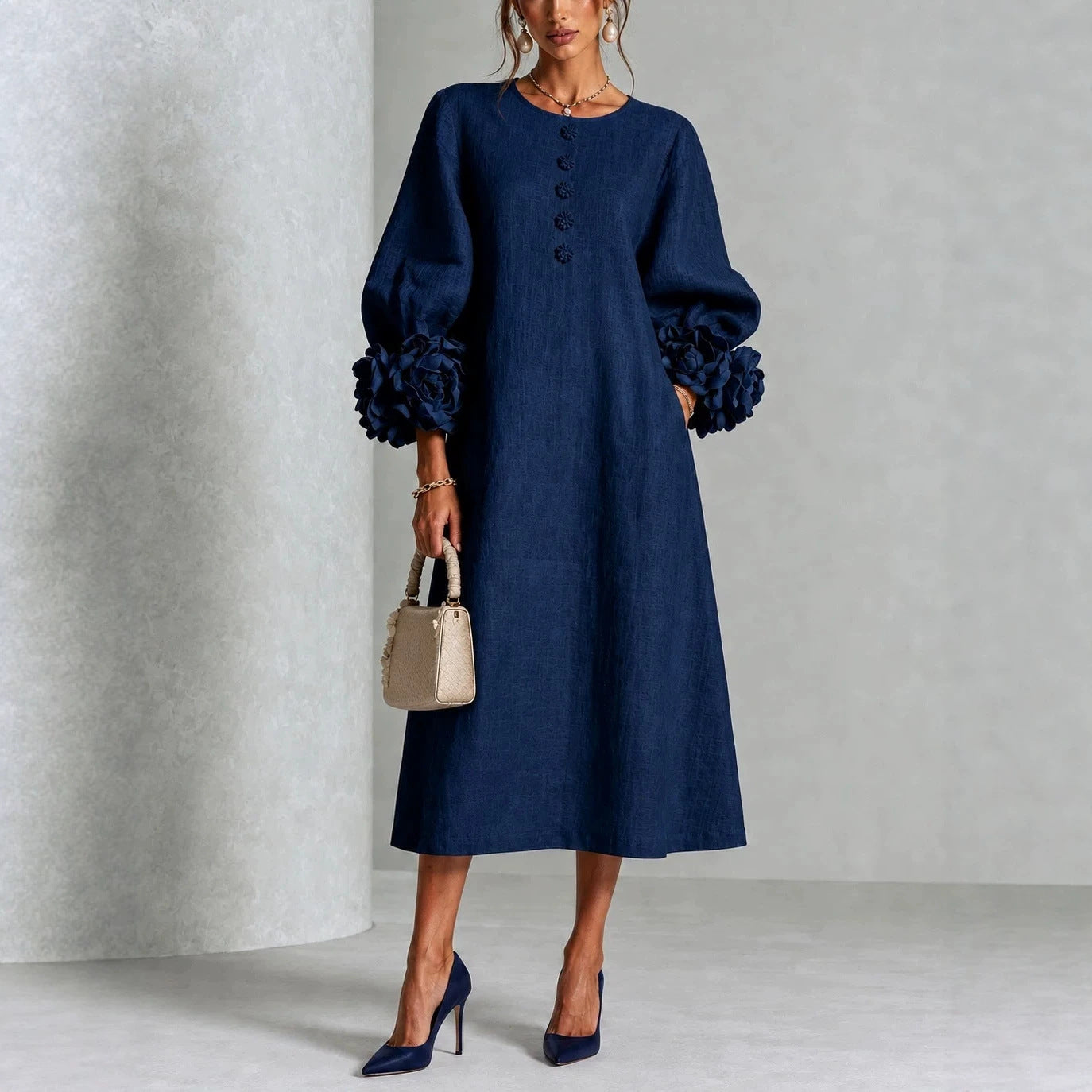 Delphine | Floral Button Midi Dress