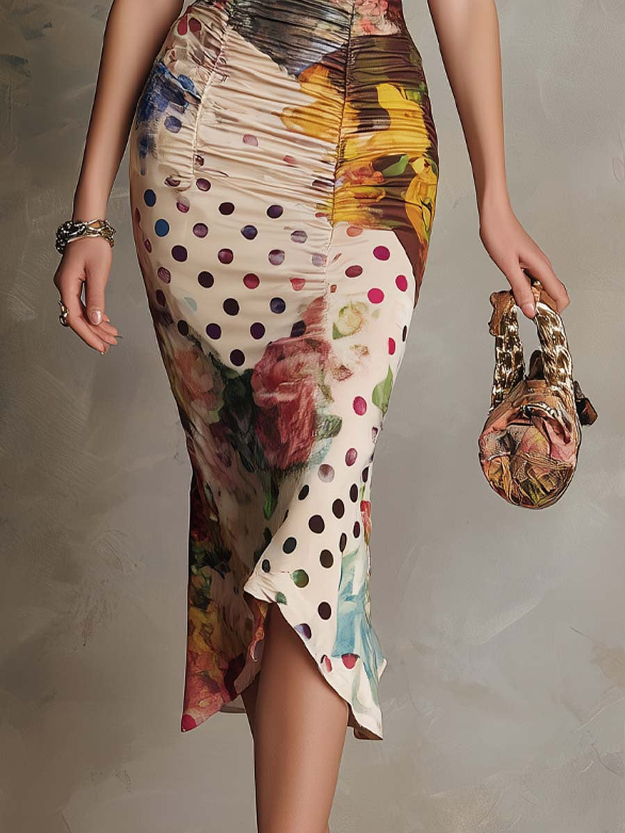 Rosalind | Mixed Print Bodycon Midi Dress