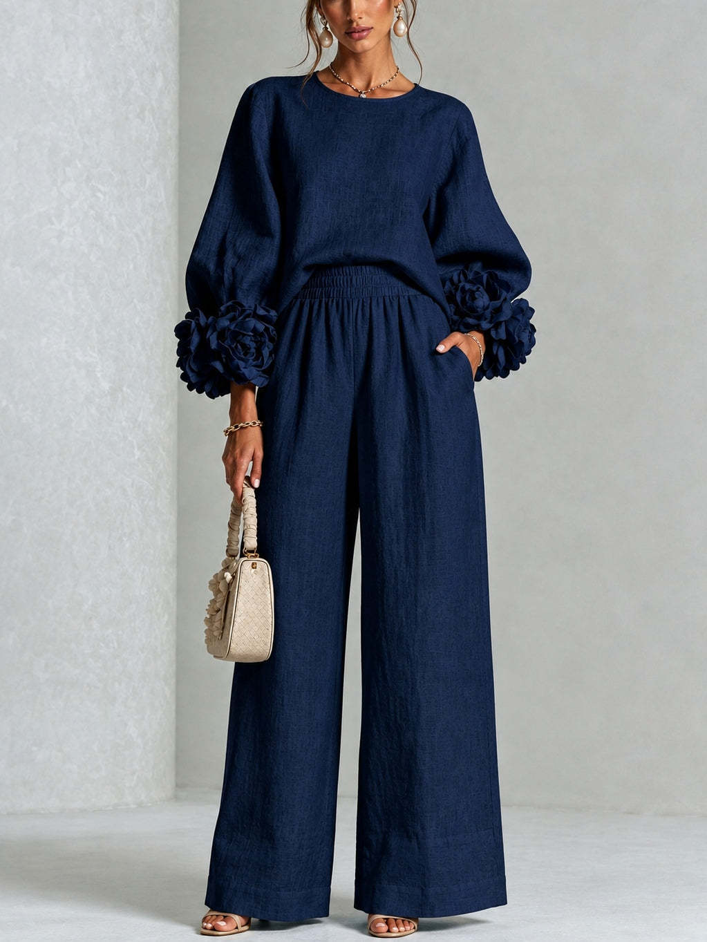 Adalyn | Two-Piece Set with Floral Cuffs