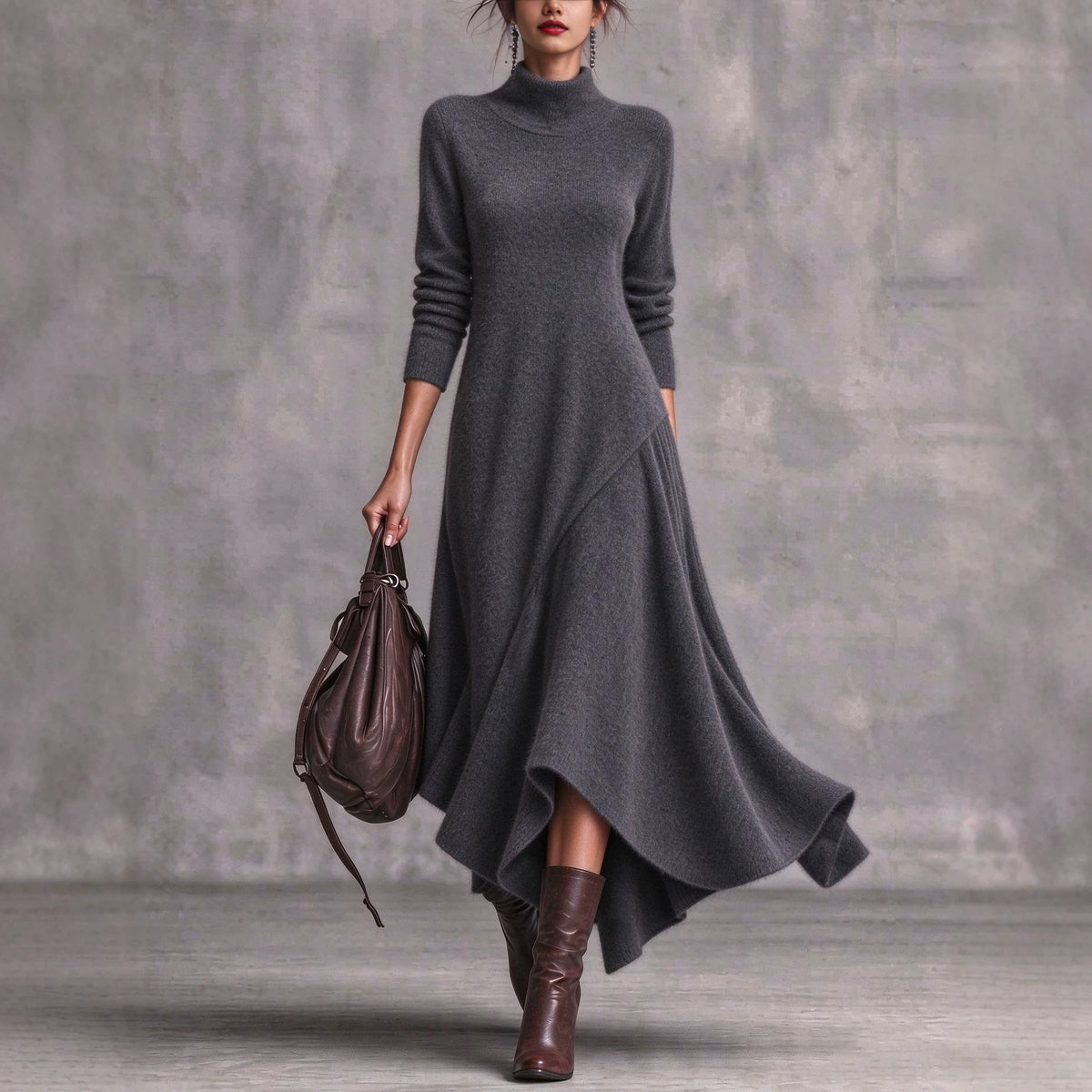 Francesca | Turtleneck Top & Asymmetric Skirt Set