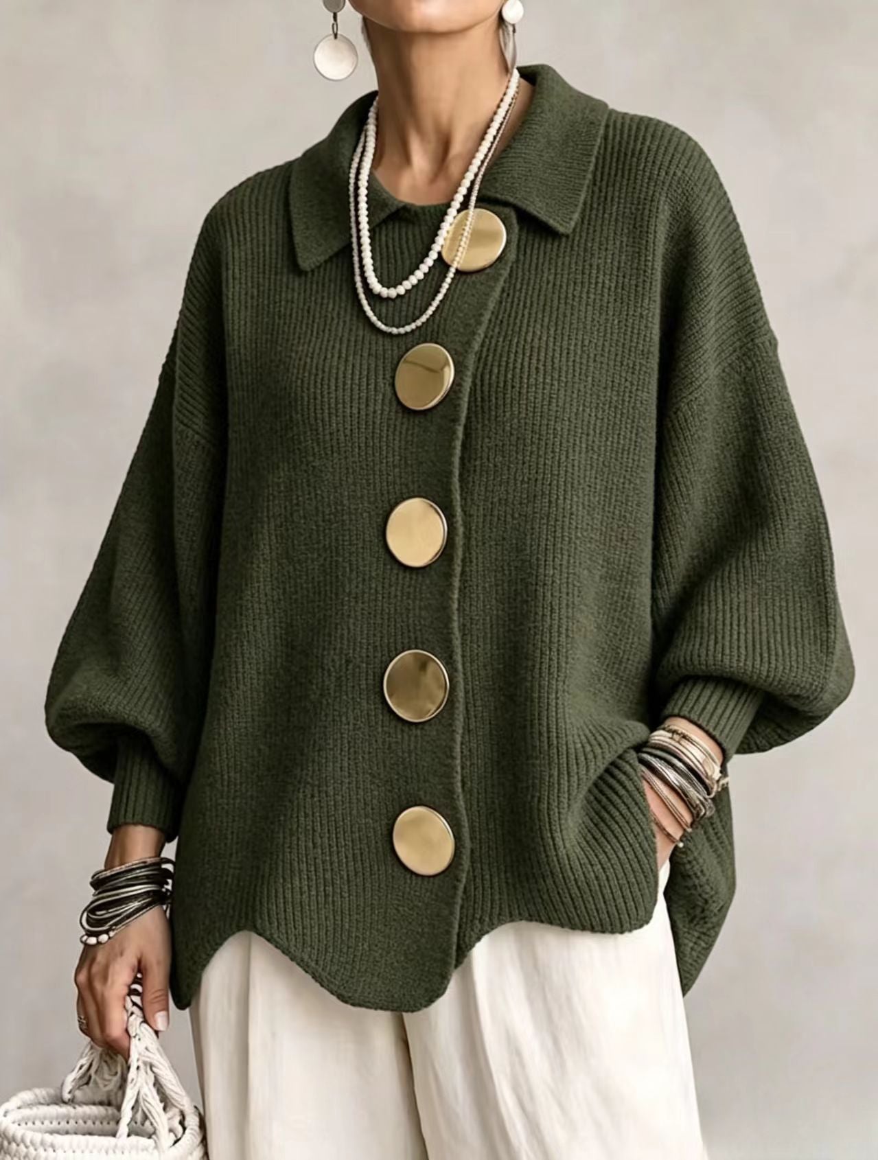 Ombéline | Oversized Cardigan with Statement Buttons