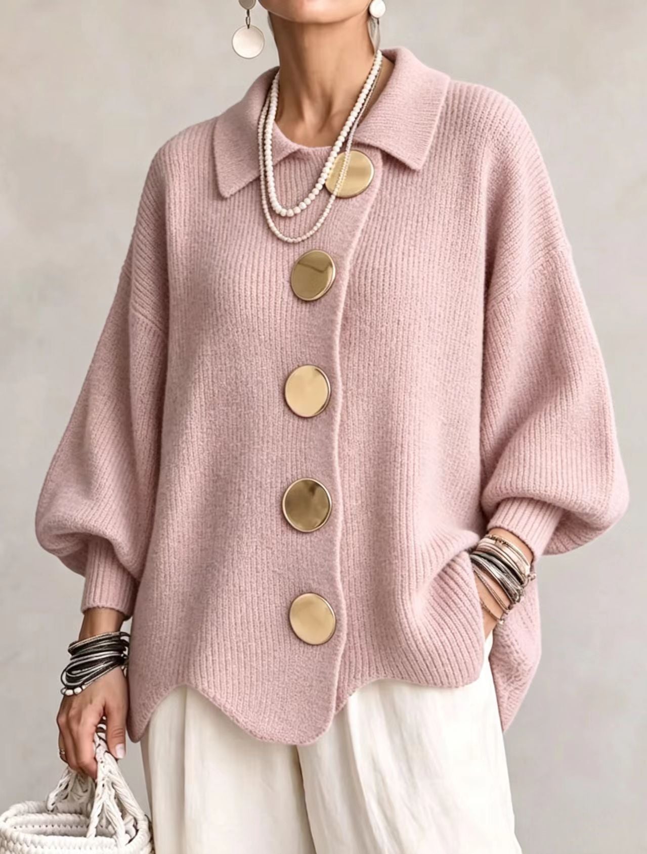 Ombéline | Oversized Cardigan with Statement Buttons