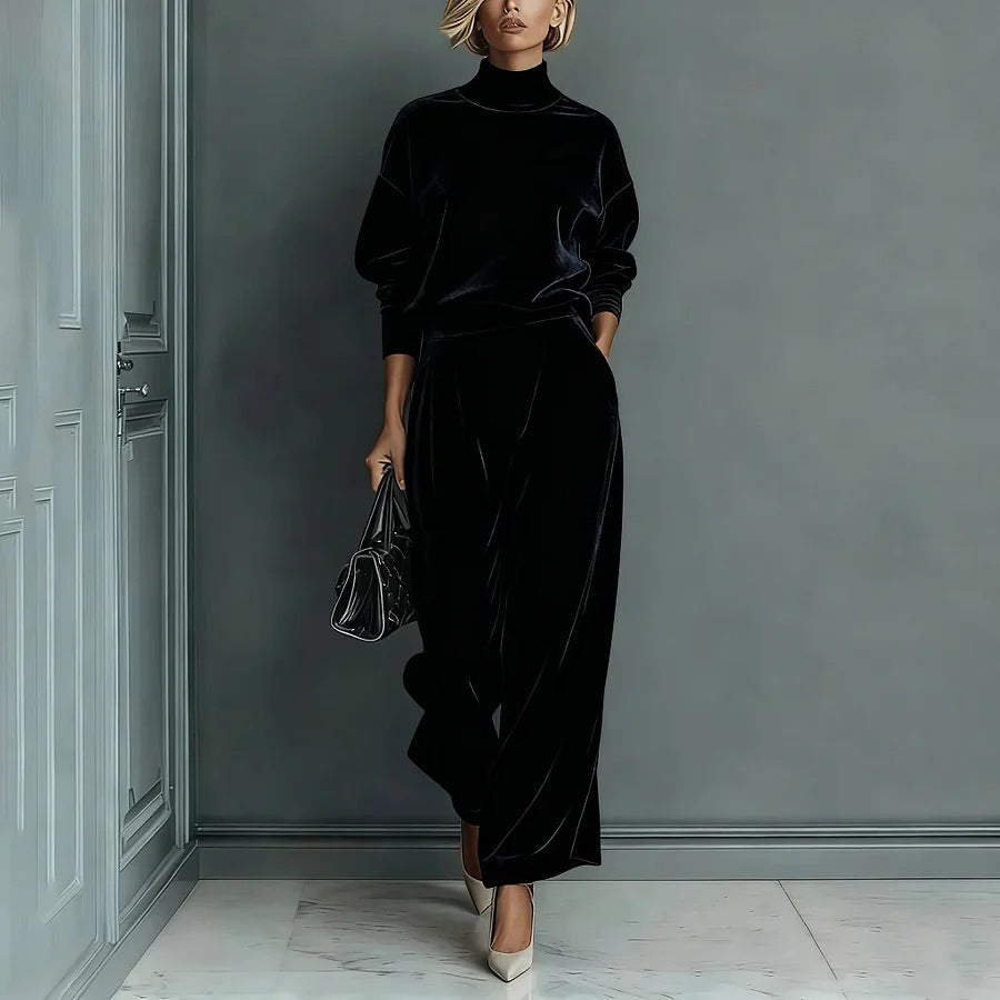 Théa | Velvet High-Collar Set