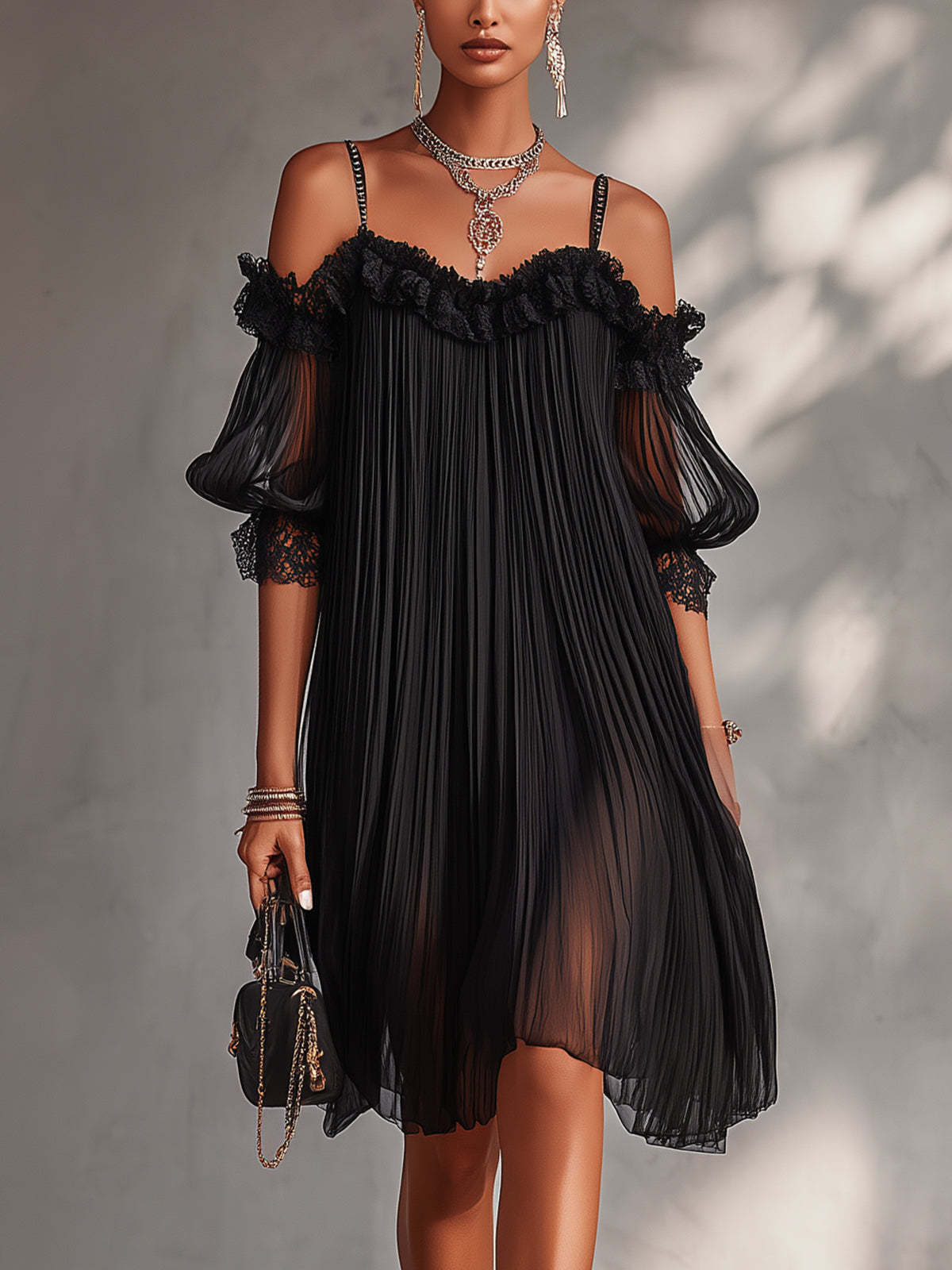Elowen™ | Elegant Pleated Lace Dress