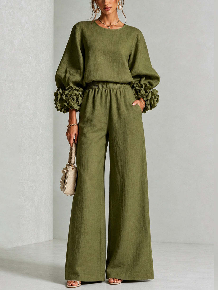 Adalyn | Two-Piece Set with Floral Cuffs