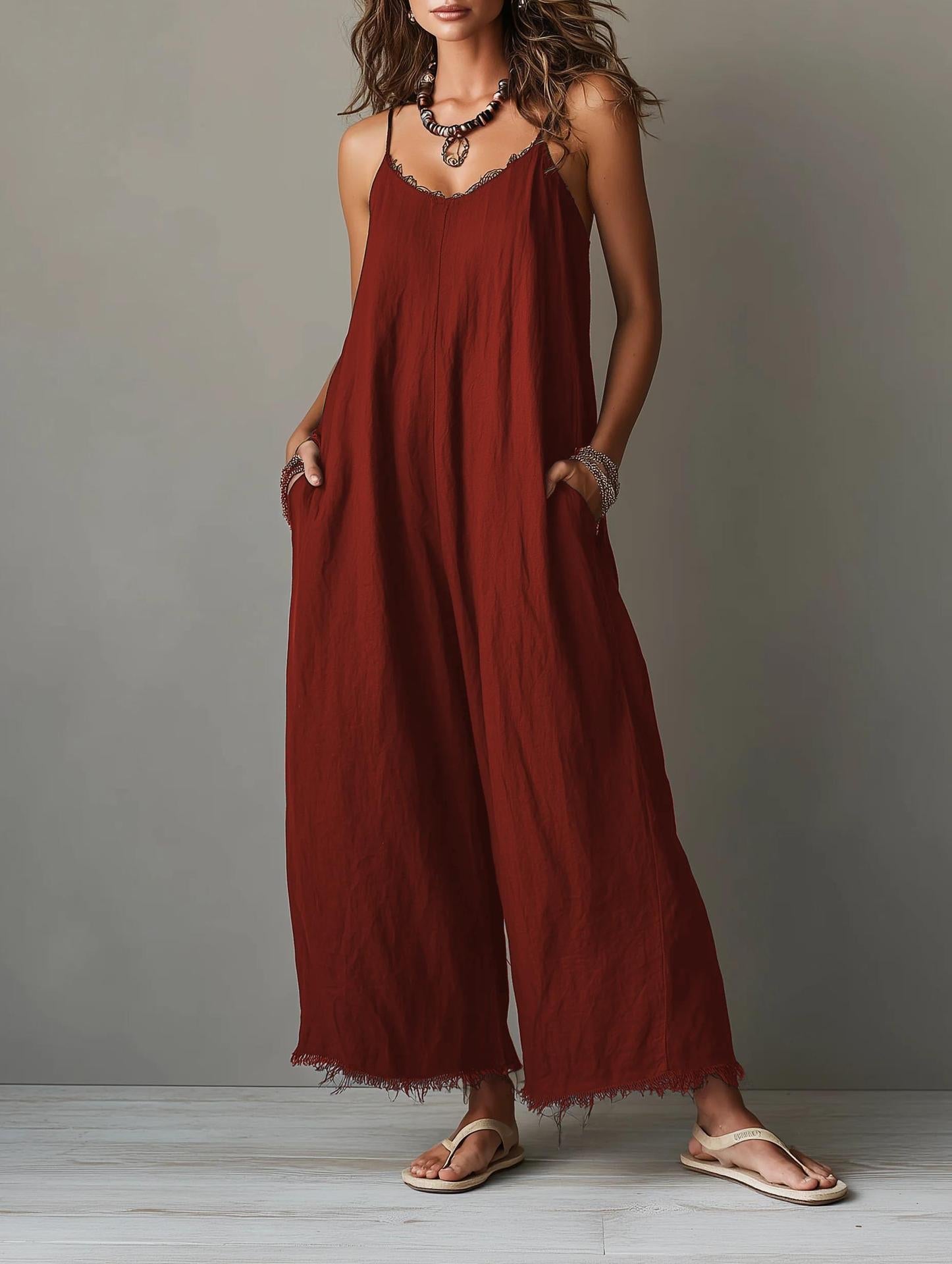 Pascale | Minimalist Linen-Blend Jumpsuit