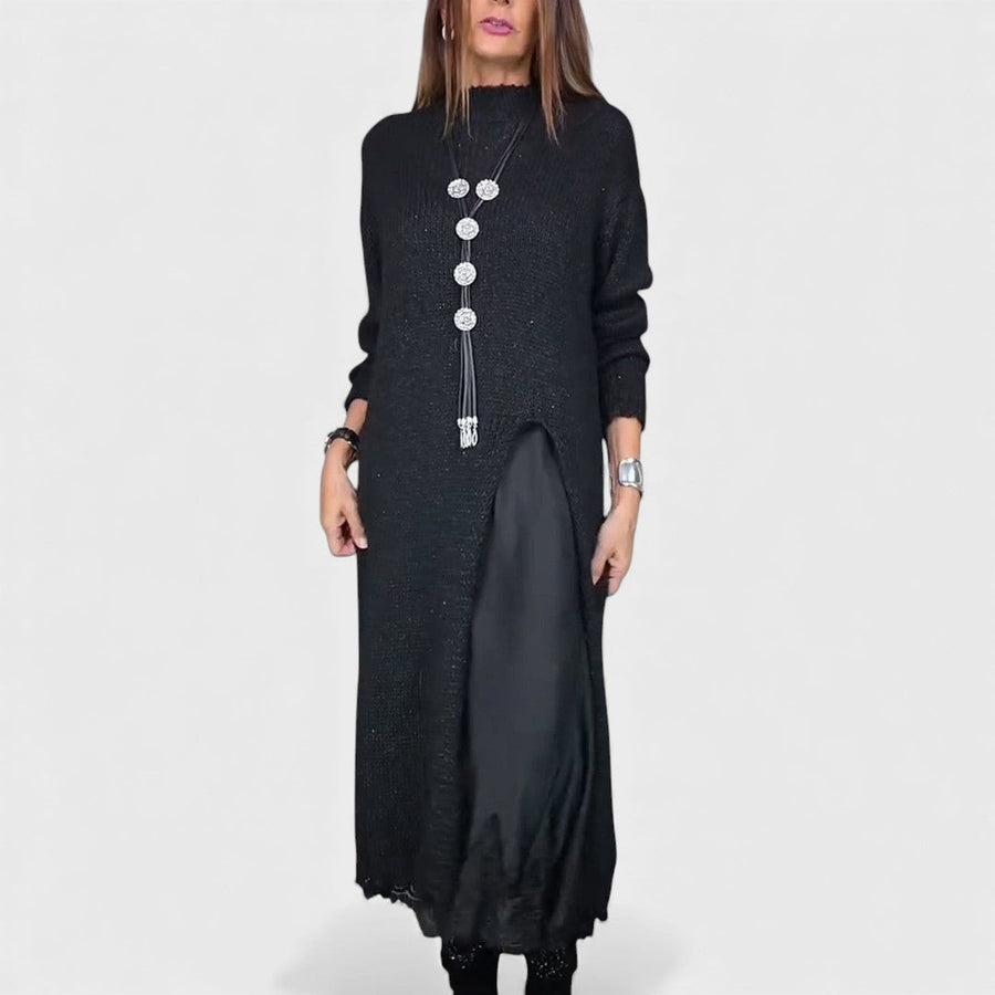 Laluna | Long Dress & Knit Sweater Set